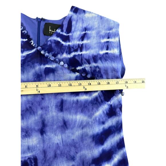 NWT Nicole Miller Tie-Dye Print Midi Length Dress Size XL Asymmetric Button - Picture 6 of 8